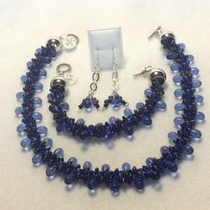 FINAL SALE PRICE Designer OOAK Blue Teardrop 3 Pc. Jewelry Set